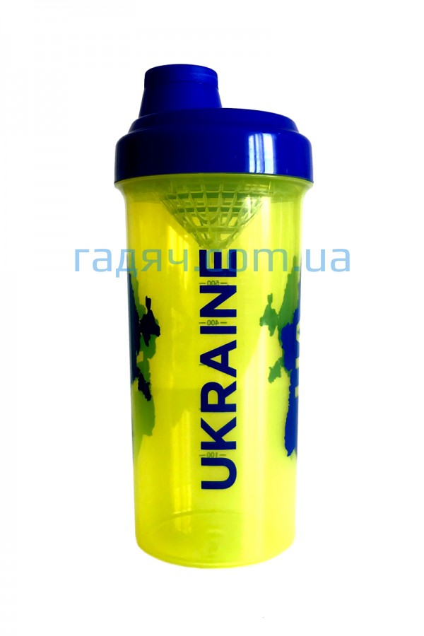 Шейкер Ukraine 600 мл желтого цвета (с сеткой)